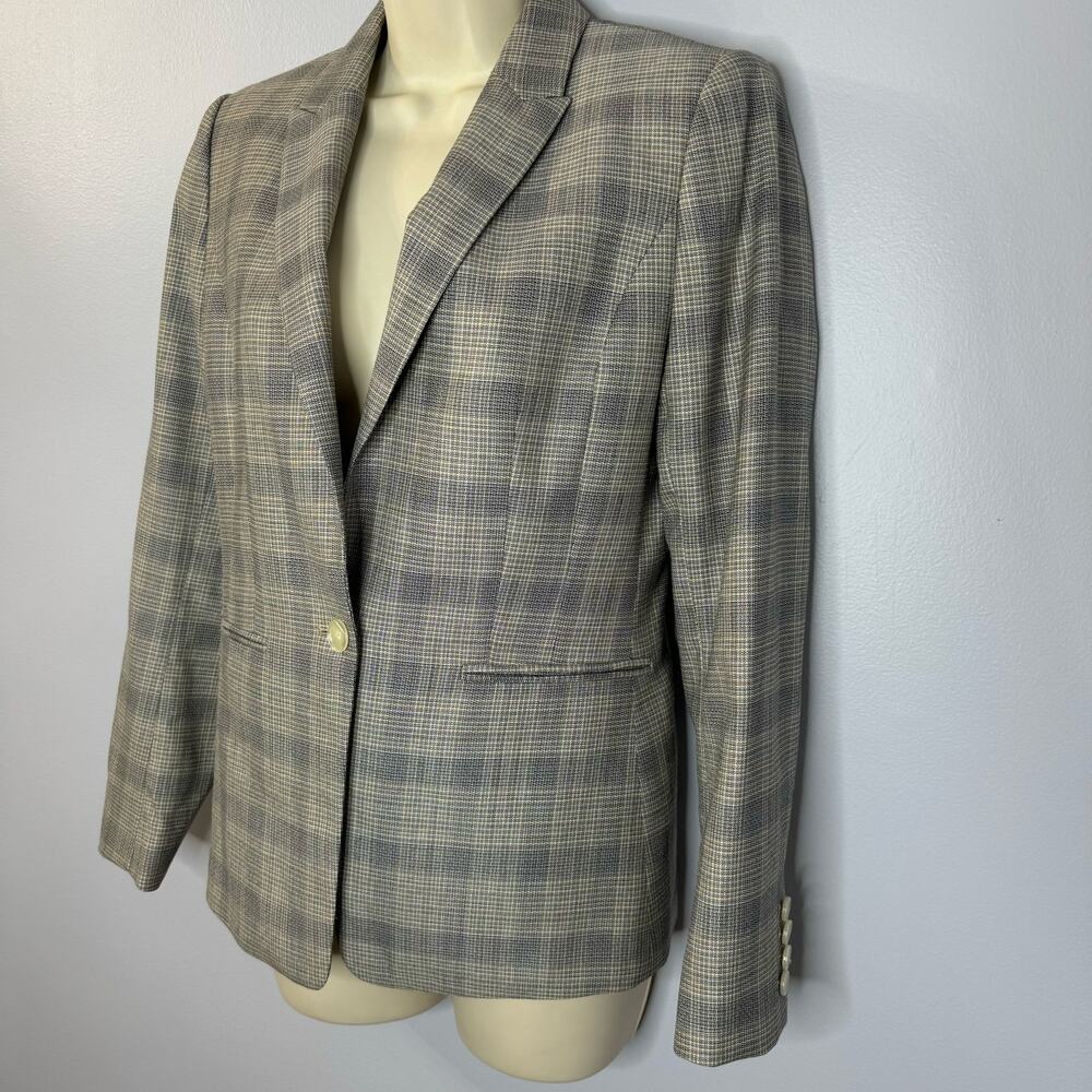 Reiss Grey/Black Check Webb Jacket Wool Blend Slim Fit Career Office Women's 6 - Picture 8 of 16